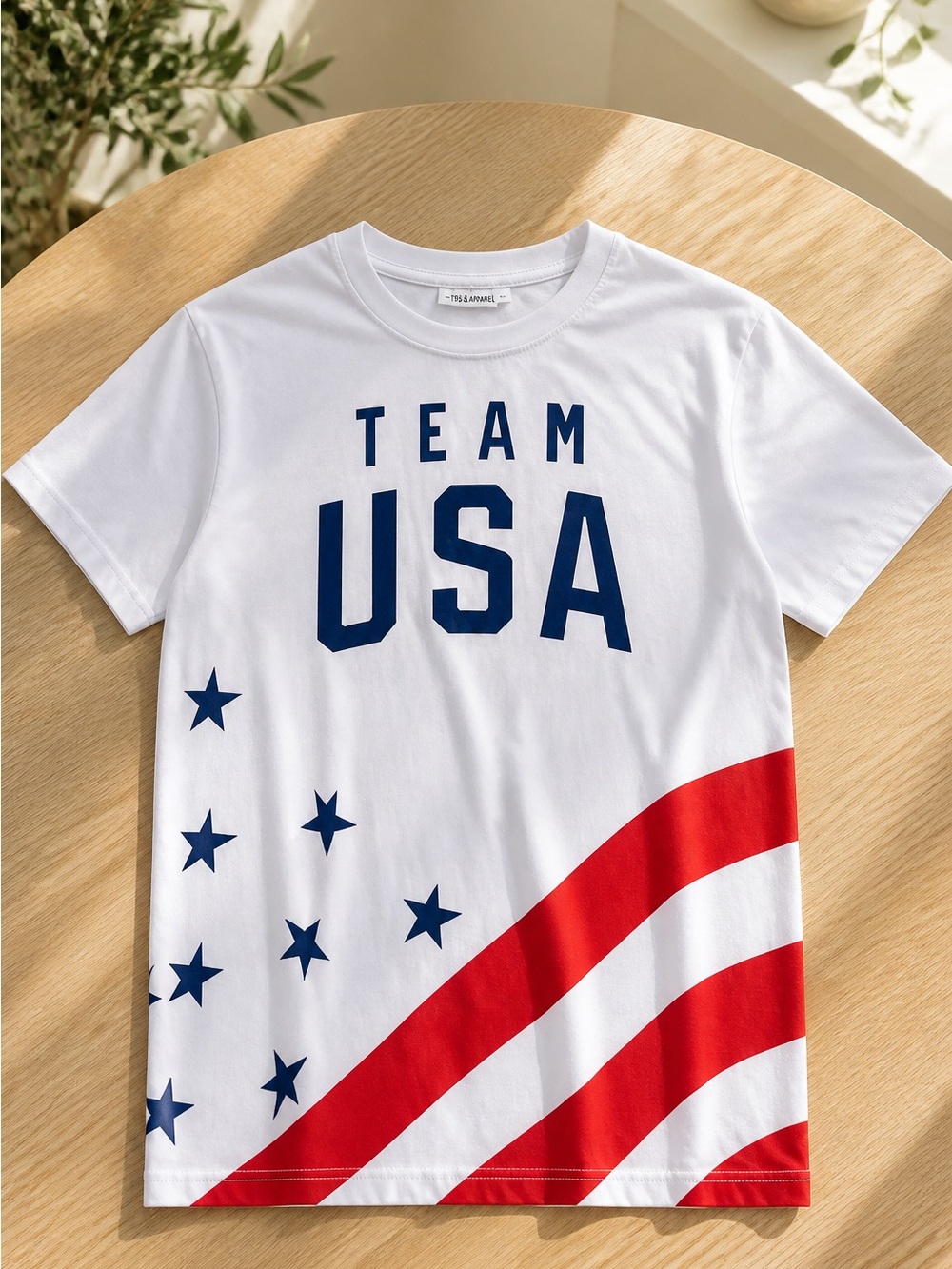 Team USA Short Sleeve Graphic Tee White Red Blue Olympics Fan Apparel